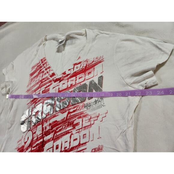 2XL Chase NASCAR Womens T-shirt White Jeff Gordon Racing V Neck Short Sleeve - Picture 3 of 14